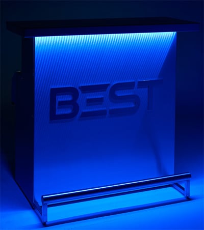 BEST DELUX Bar Customized With Logo, Blue Light in Dark Room
